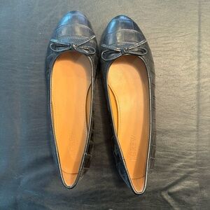 Size 6 1/2 J.Crew Black Crocodile Print Ballet Flats - NWOT